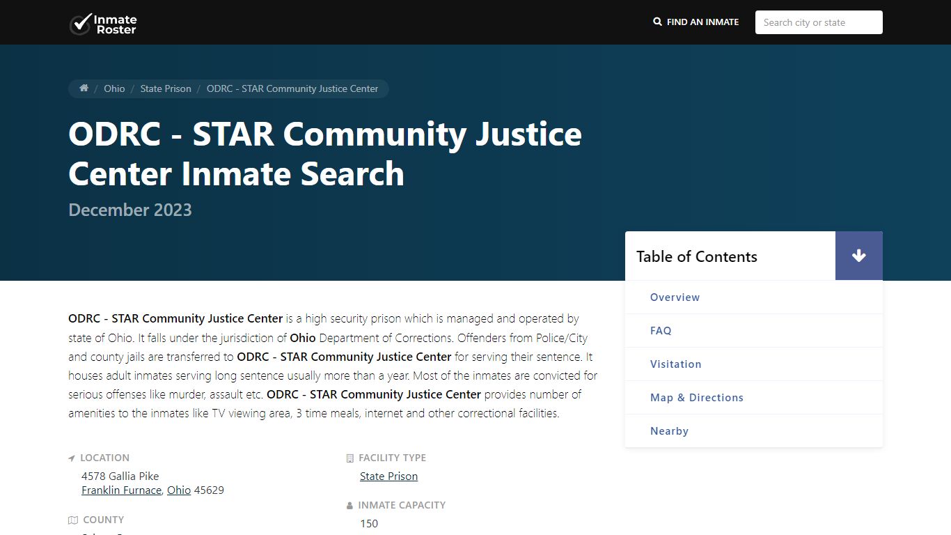 ODRC - STAR Community Justice Center Inmate Search