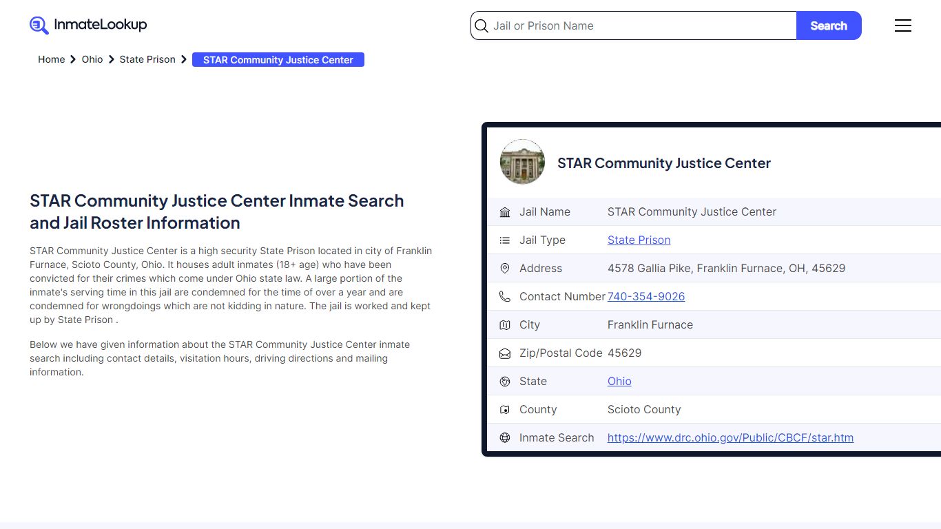 STAR Community Justice Center Inmate Search, Jail Roster, Bookings ...